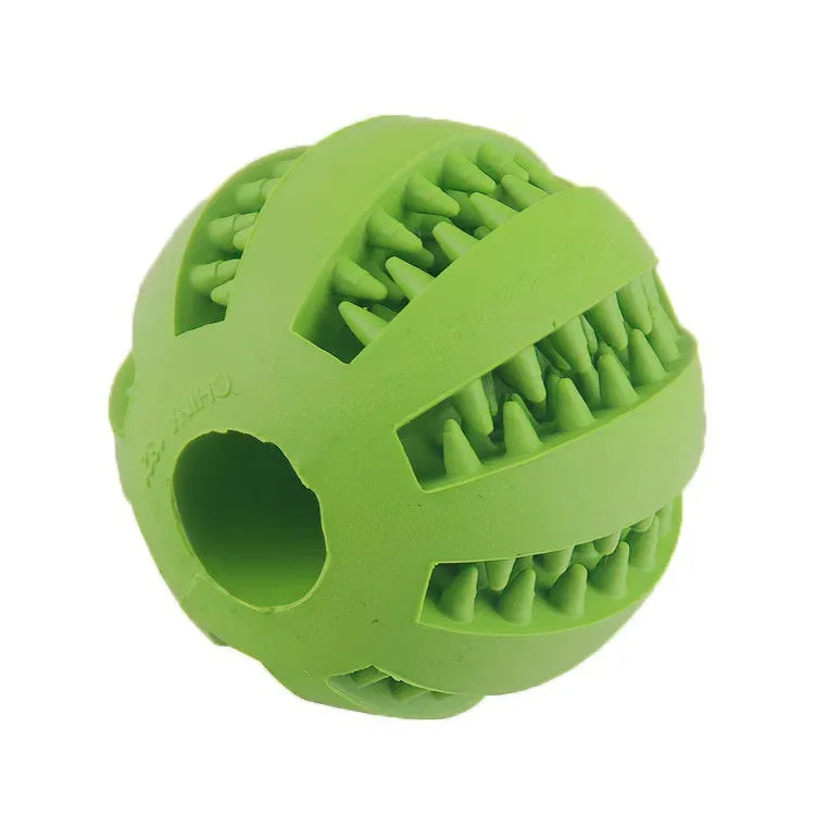 Rubber Treat Feeder in green, designed for pets to enjoy treats while promoting mental stimulation.