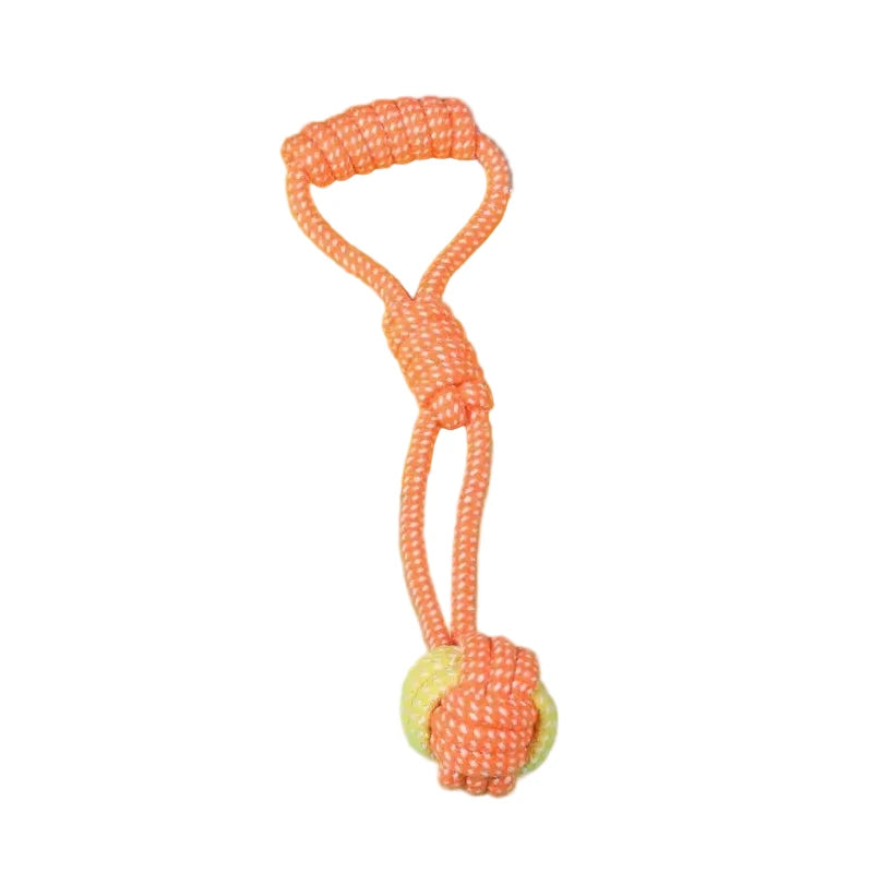 Rope Ball Toy for DogsRope Ball Toy for Dogs featuring a vibrant orange rope and a yellow bouncy ball.