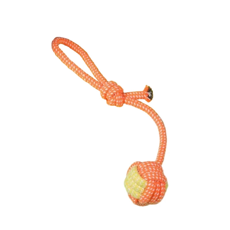 Rope Ball Toy for DogsRope Ball Toy for Dogs in orange, featuring a knot and durable rope for playtime.
